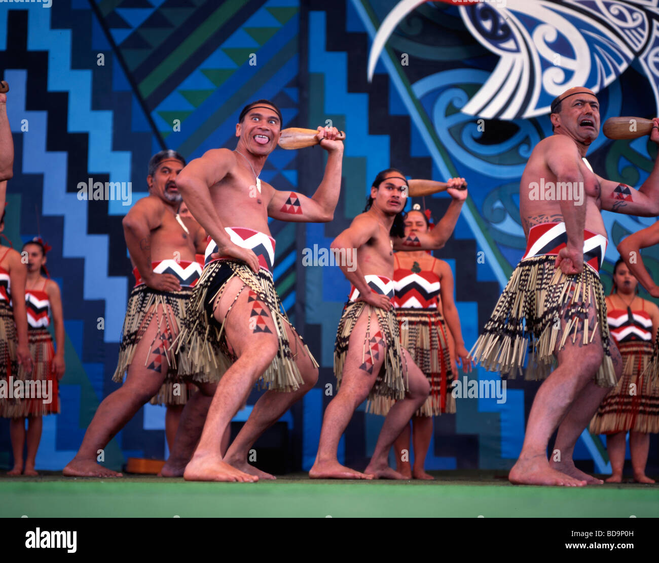 Rotorua Maori Arts Festival Maori Hakka Tanz Stockfoto