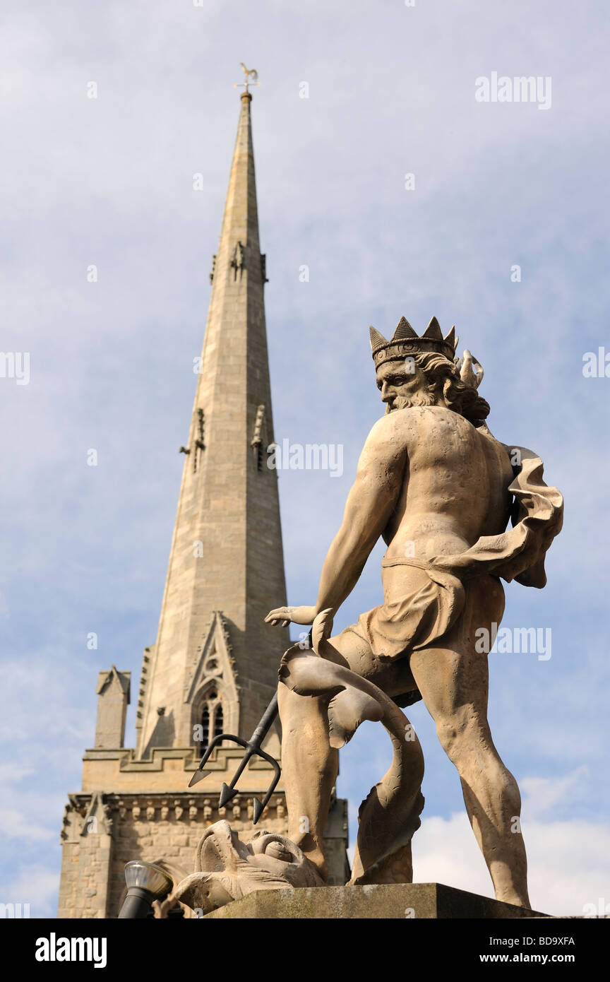 Durham St. Nikolaus Kirche Statue des Neptun Land der Fürstbischöfe North East England Stockfoto