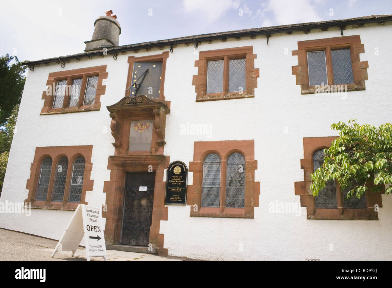 Altes Gymnasium-Museum Hawkshead Cumbria England gegründet 1585 William Wordsworth war ein Gelehrter hier zwischen 1779 1787 Stockfoto