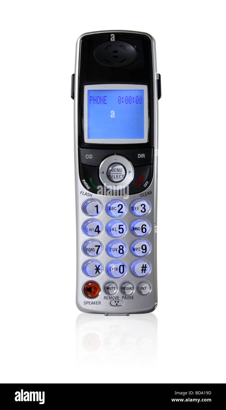 schnurloses Telefon-Einheit auf weißem Hintergrund Stockfoto