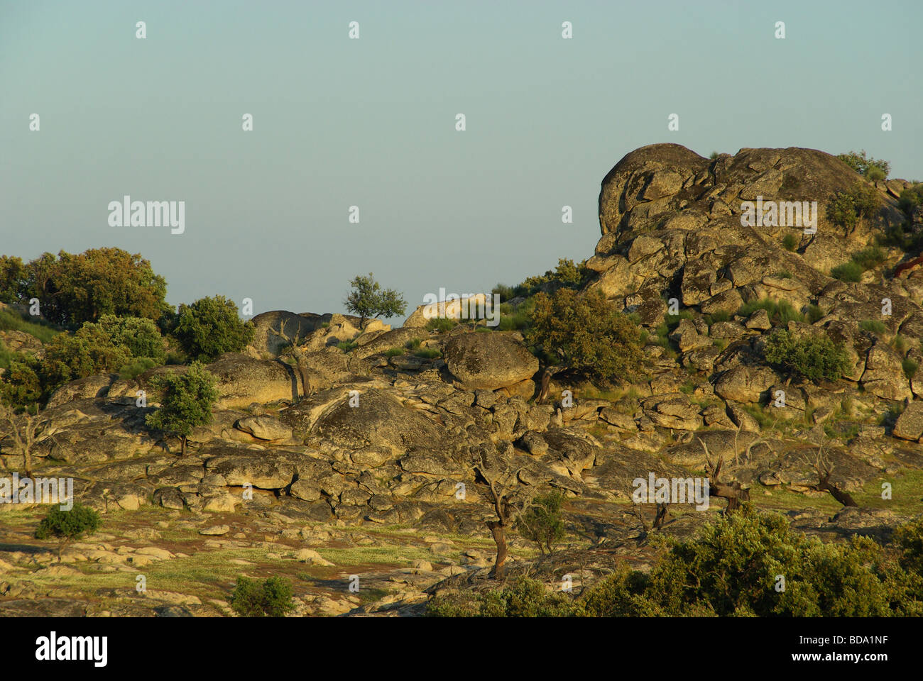 Valencia de Alcantara Granitfelsenlandschaft Valencia de Alcántara Granit Felslandschaft 02 Stockfoto