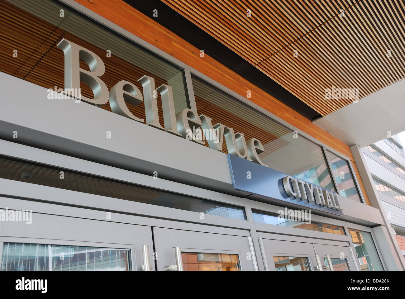 Bellevue-Rathaus-Titel. Stockfoto