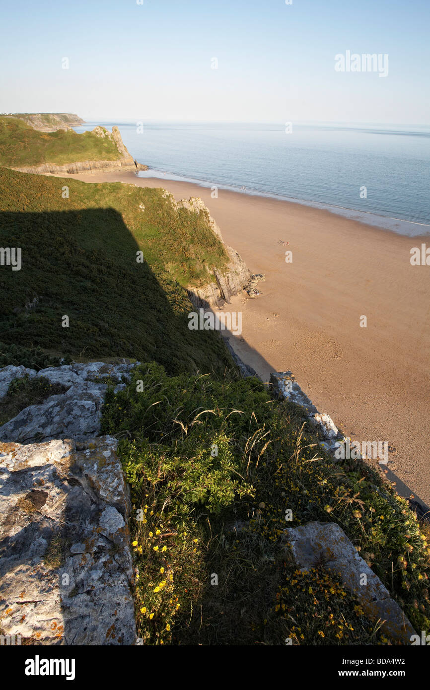 Blick nach Osten vom kleinen Tor Oxwich Bay Gower Halbinsel Wales UK Stockfoto