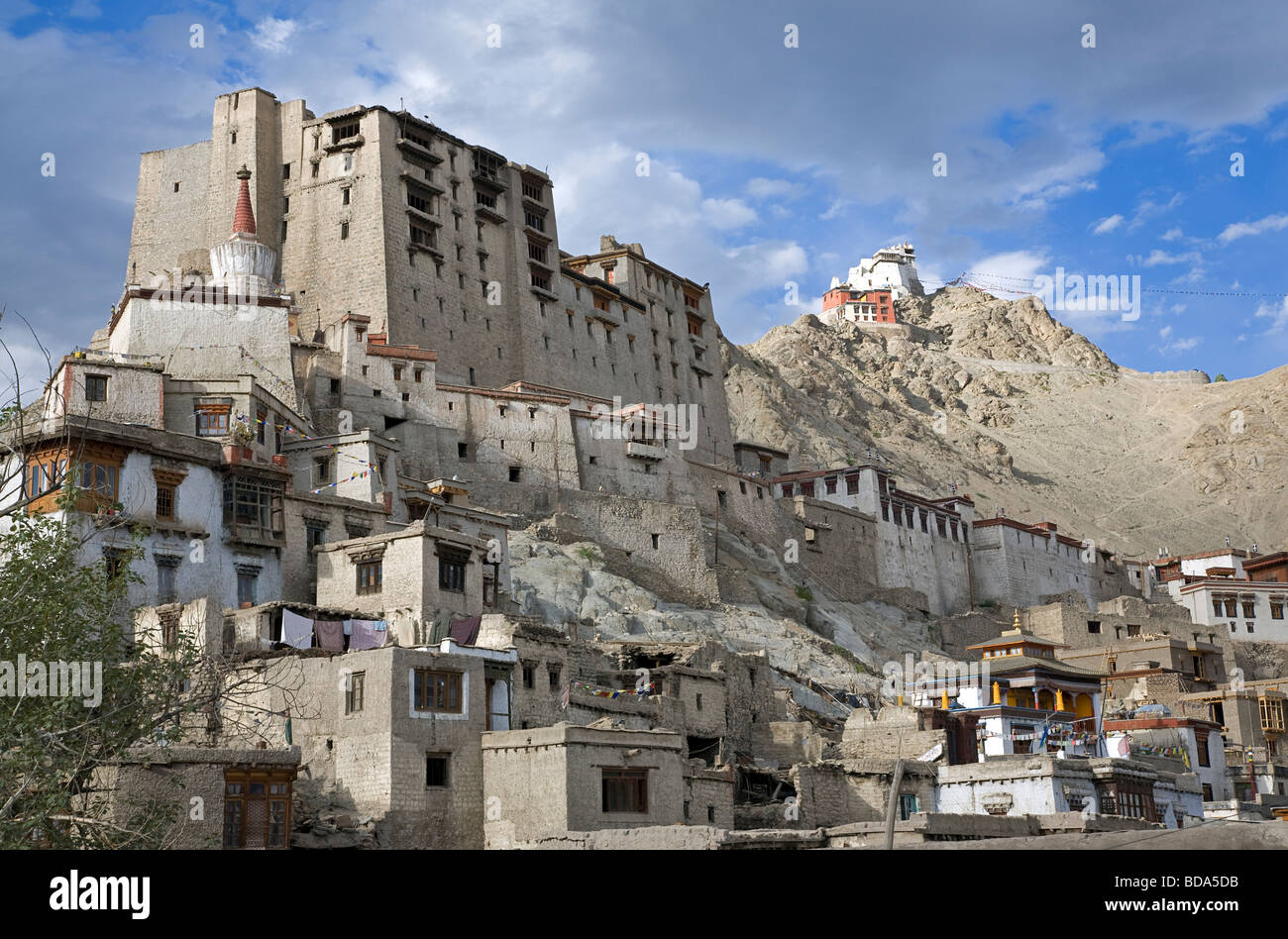 Leh-Palast und Tsemos Gompa. Leh. Ladakh. Indien Stockfoto