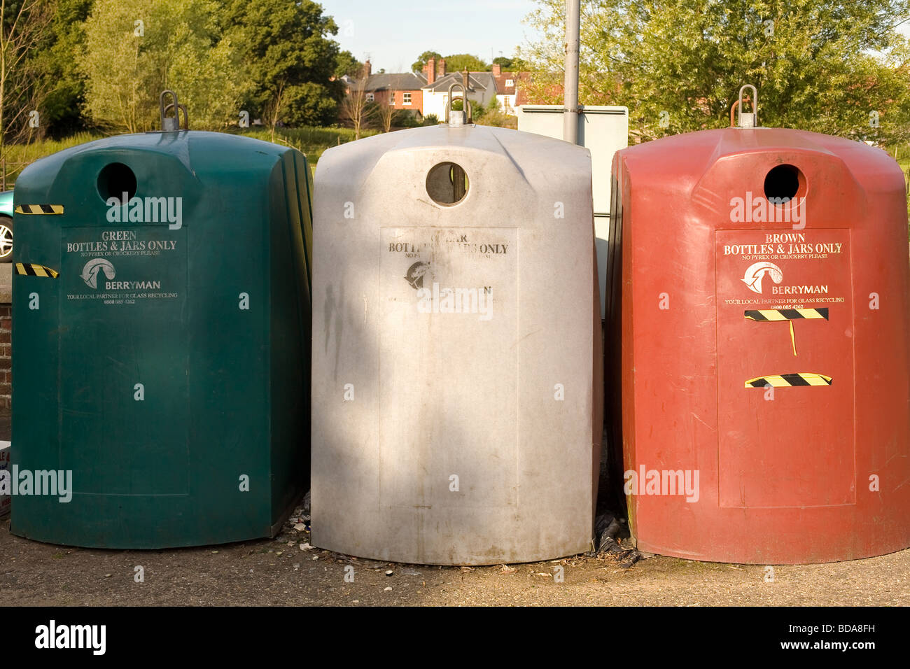 Glas-recycling-Anlage für Flaschen Stockfoto