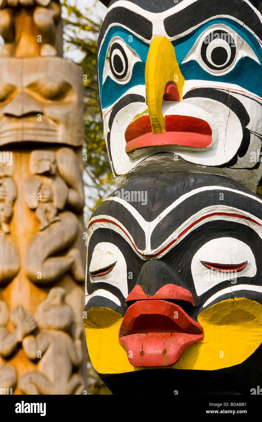 Native Totempfähle Stanley park, Vancouver Kanada Stockfoto