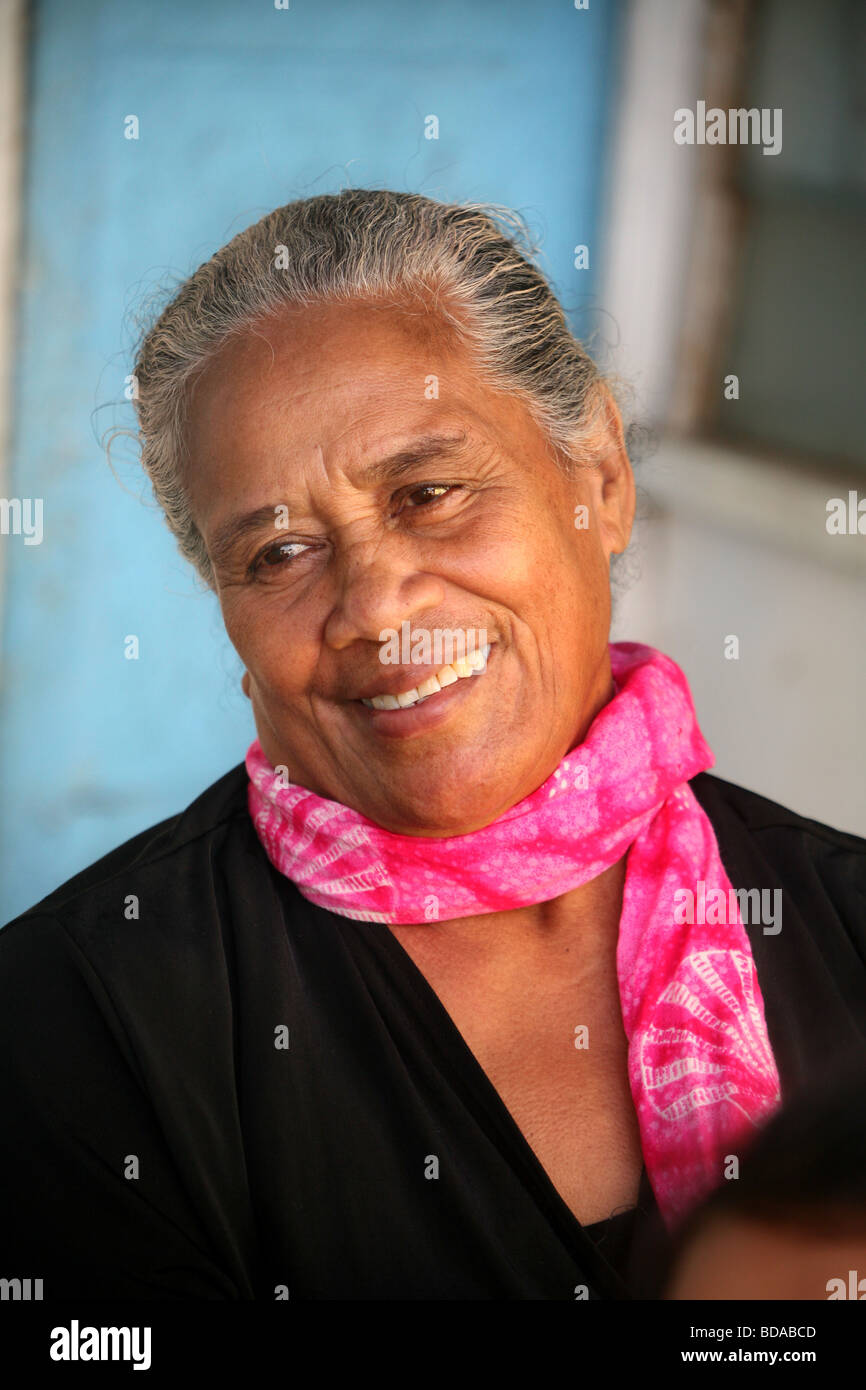 Schöne ältere Tongan Frau Stockfoto