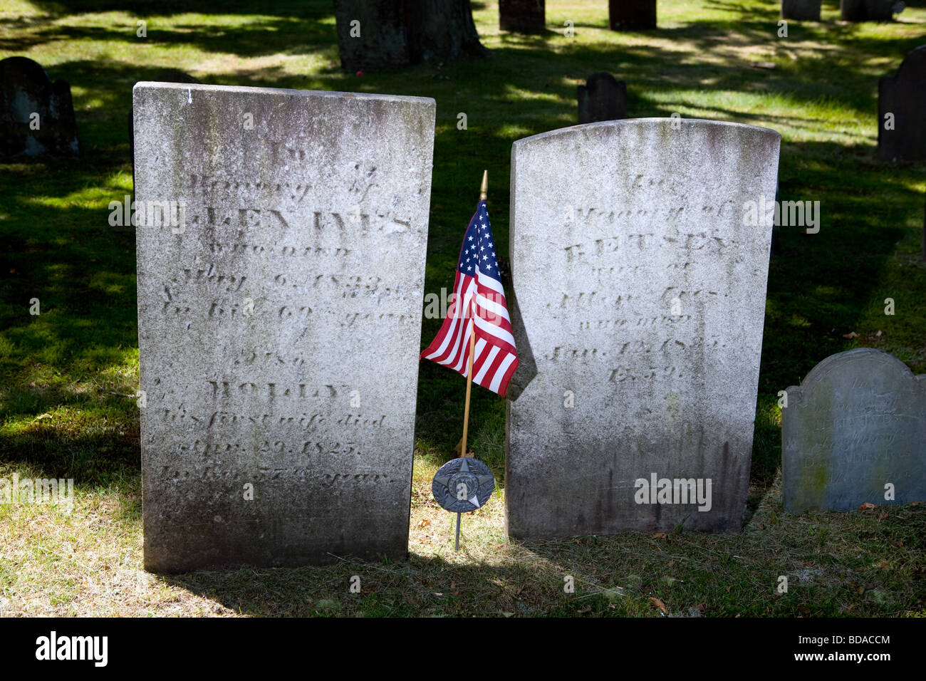 Alte Grabsteine. Grabsteine aus dem späten 1700 und frühen 1800 in North Haven CT USA Stockfoto