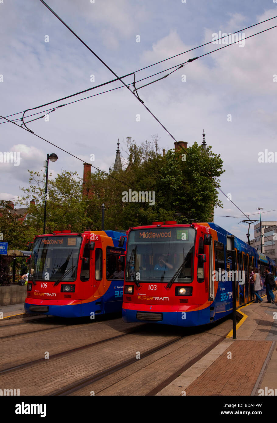 Sheffield-Supertrams Stockfoto