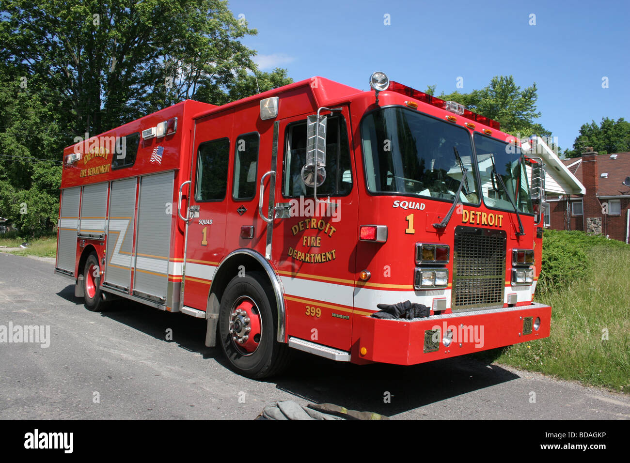 Taktische Mann macht Rescue Squad 1 Detroit Feuerwehr Detroit Michigan Stockfoto