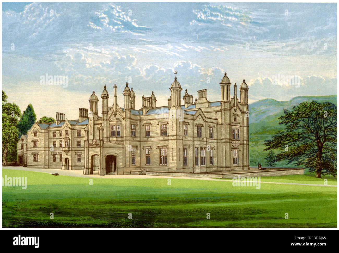 Glanusk Park, Brecknockshire, Wales, der Heimat des Baronet Bailey, c 1880. Artist: Unbekannt Stockfoto