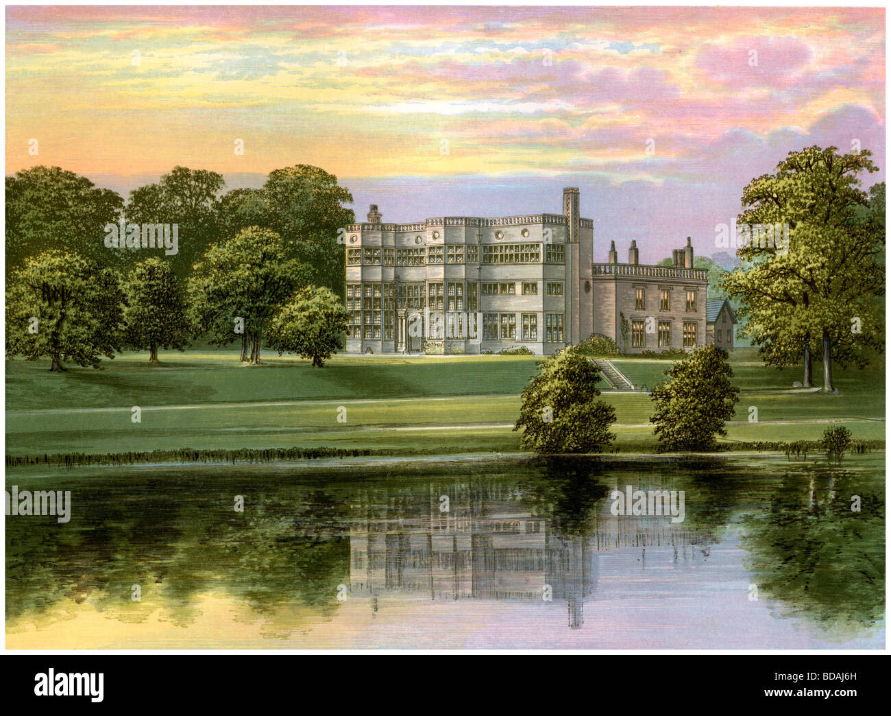 Astley Hall, Lancashire, Heimat der Baronet de Hoghton, c 1880. Artist: Unbekannt Stockfoto