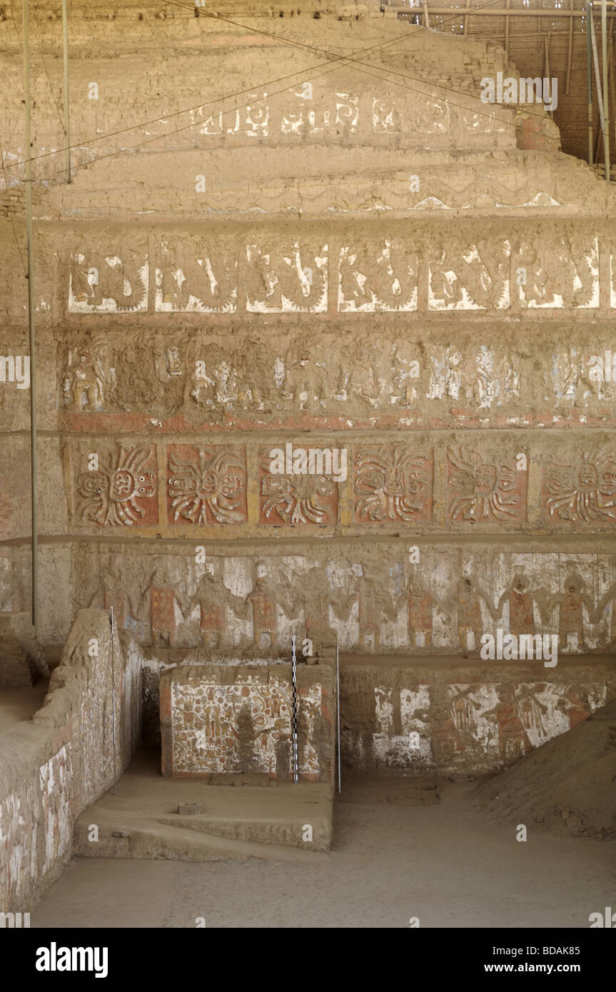 Huaca De La Luna Adobe Schlamm Ziegelsteinstruktur der Moche Pre dating die Inkas Peru Stockfoto