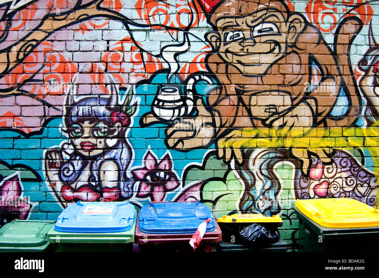Street-Art in einer Gasse Melbourne Stockfoto