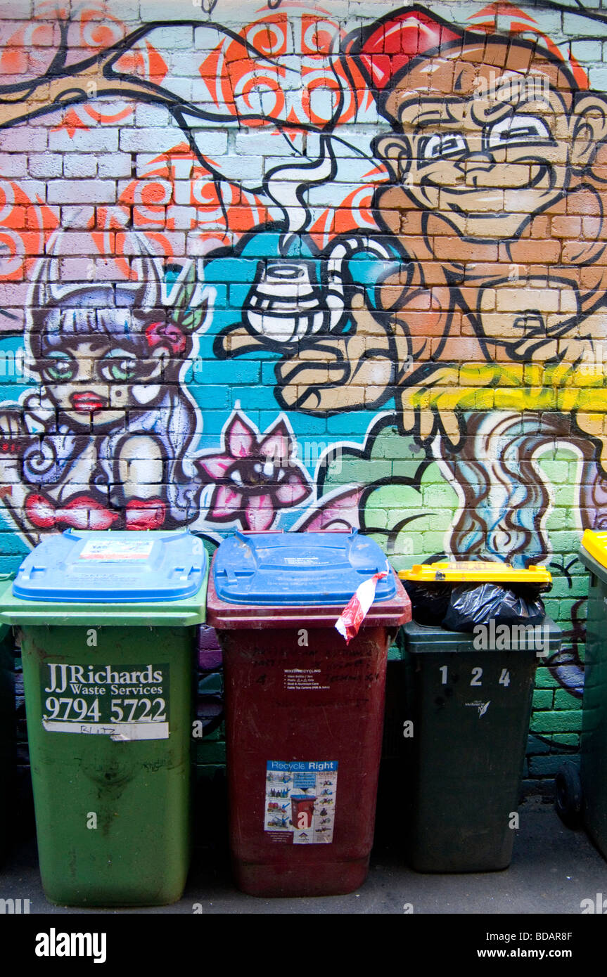 Street-Art in einer Gasse Melbourne Stockfoto