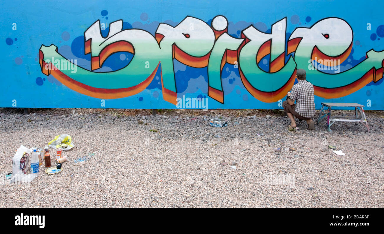 Graffiti Malen im freien Stockfoto