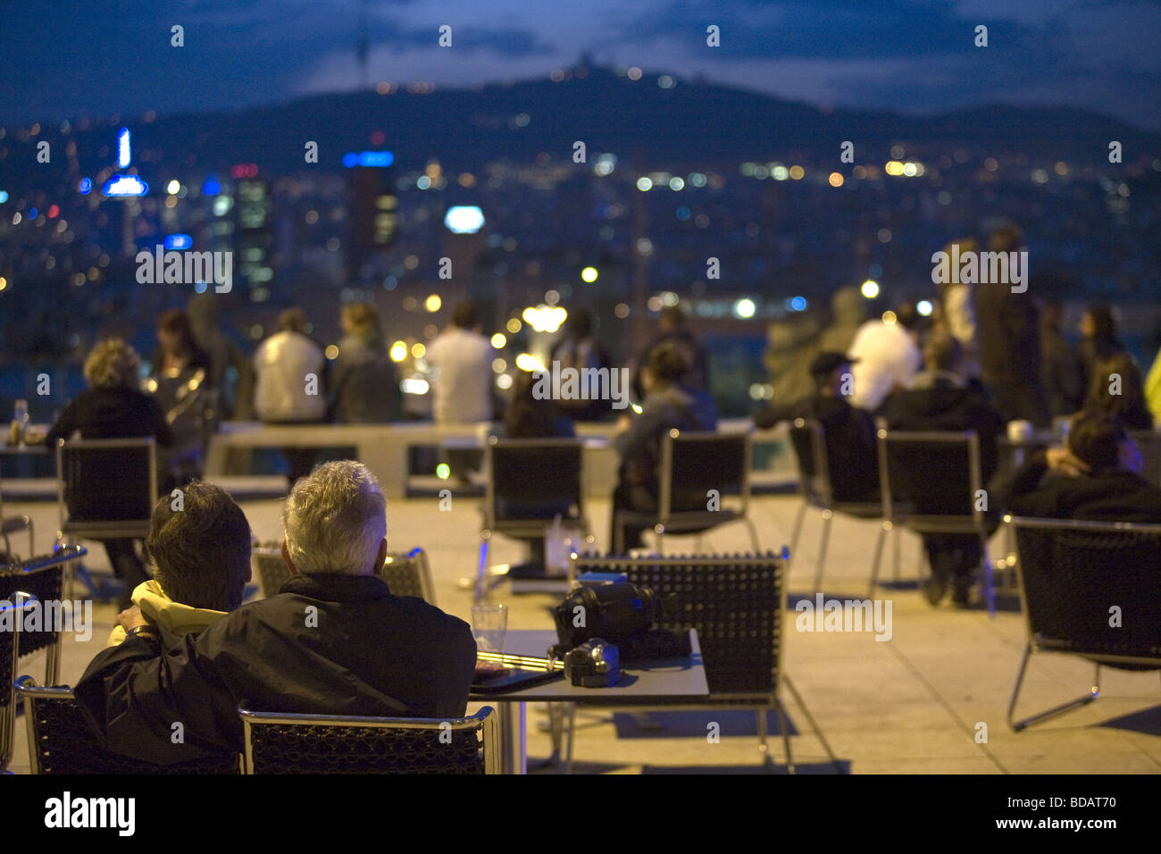 Nachtansicht über Plaça d ' Espanya und einige Teile von der Sants-Montjuïc befindet sich in der Stadt Barcelona in Spanien Stockfoto