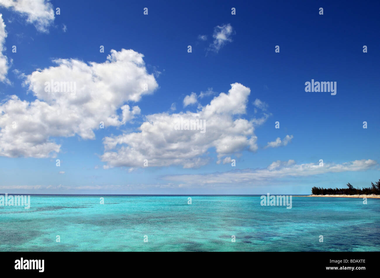 Tropical Beach mit Korallenriff an einem hellen Tag Stockfoto