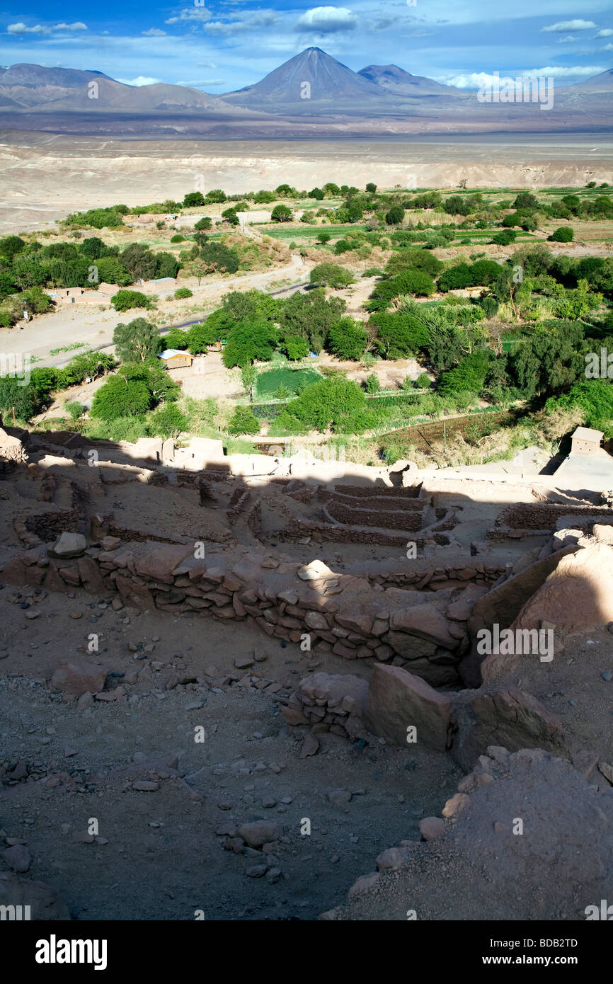 Blick vom Pukara de Quitor, Atacamawüste, Chile Stockfoto