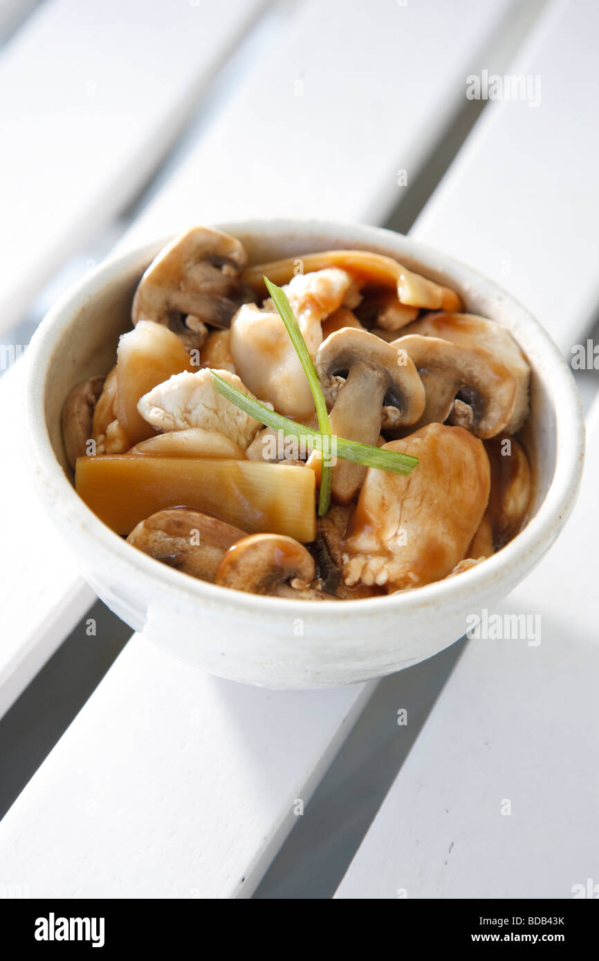 Huhn Moo Goo Gai Pan. Stockfoto
