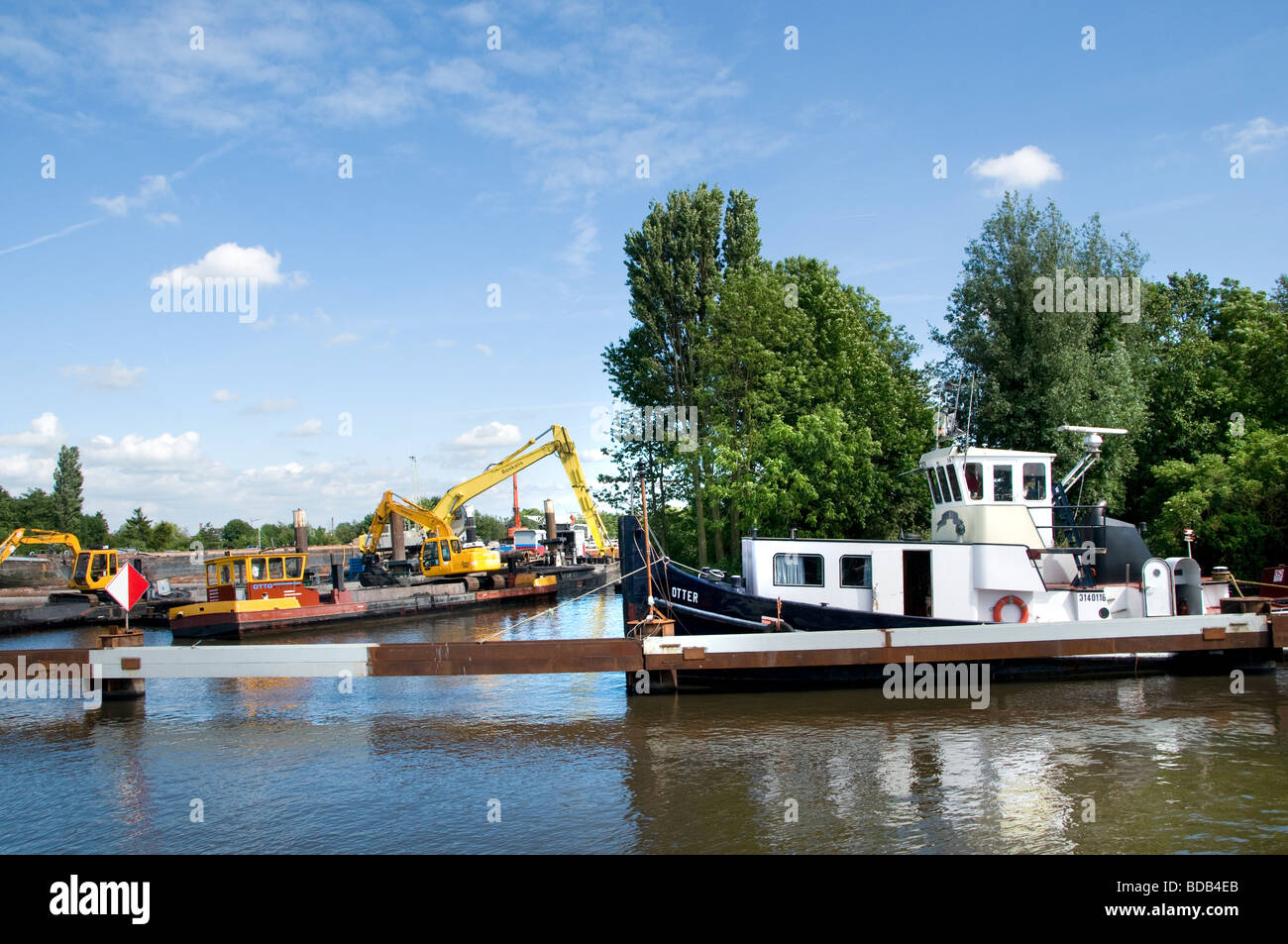 Reparatur Bau Deich Ringvaart Niederlande Boot Haarlemermeer polder Stockfoto
