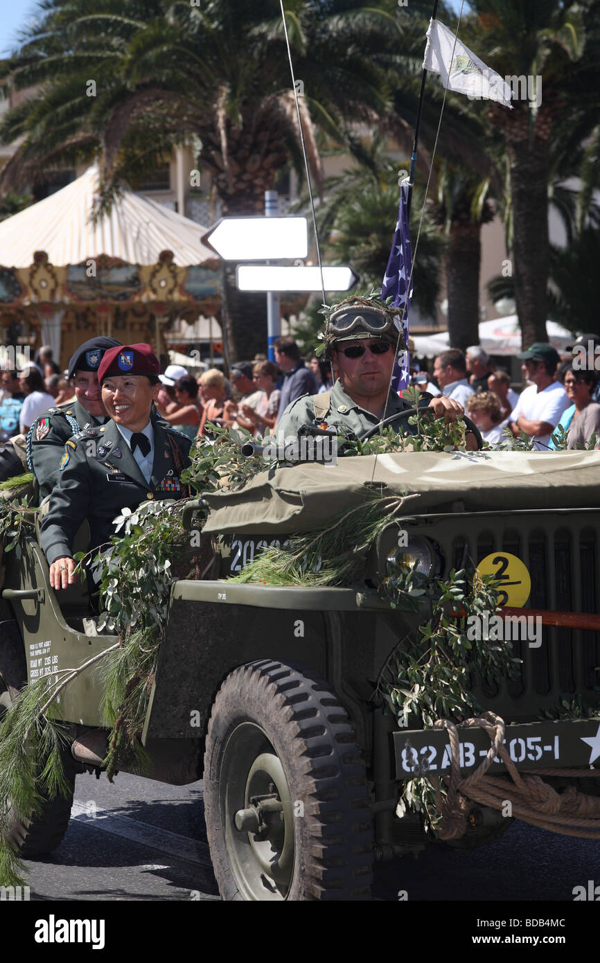 Erinnerung-Parade für die Landung der Alliierten in Cavalaire 15. august 1944 Stockfoto