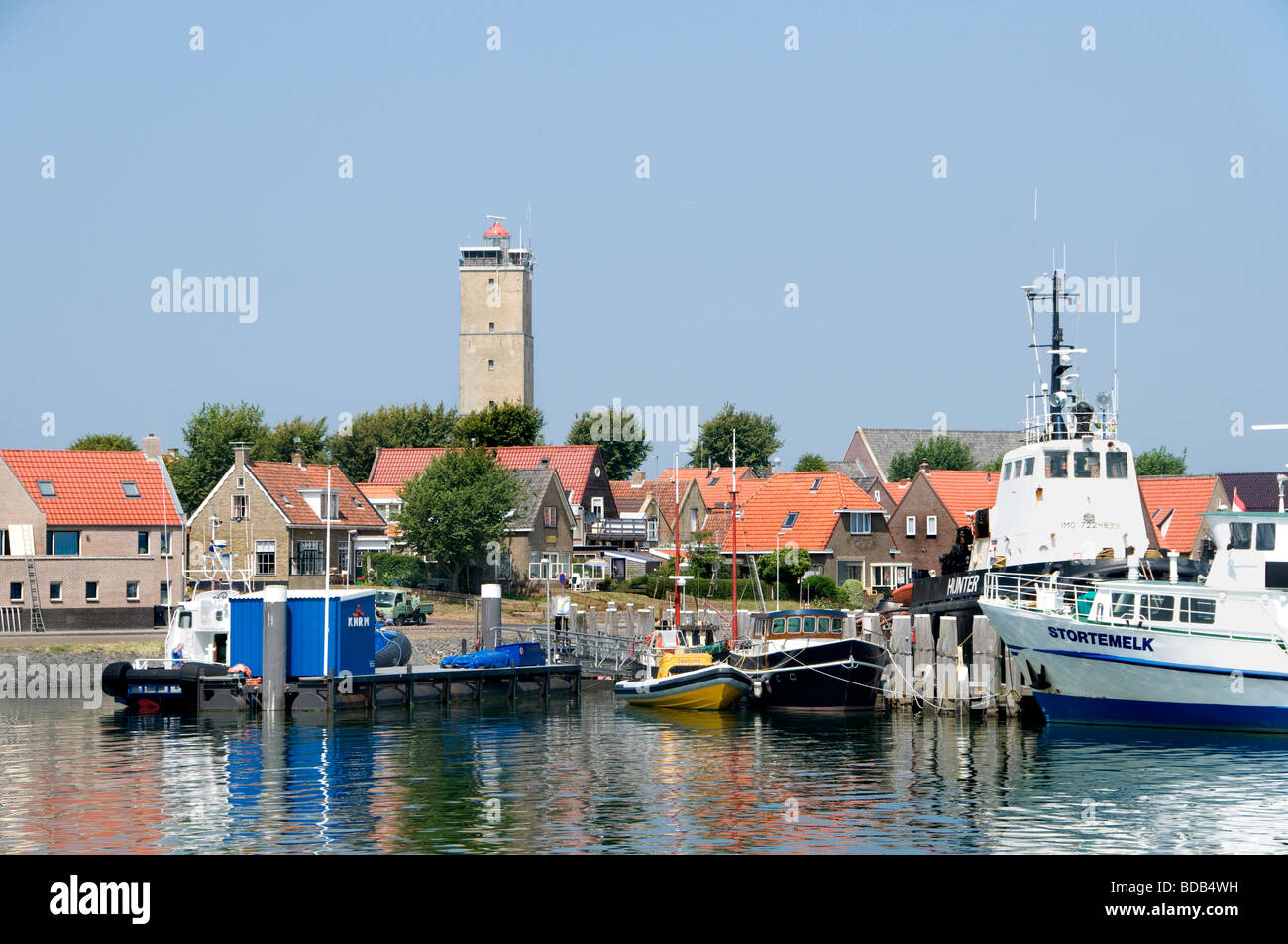Terschelling Friesland Brandaris Leuchtturm Wattenmeer Wad Seehafen Hafen Niederlande Stockfoto