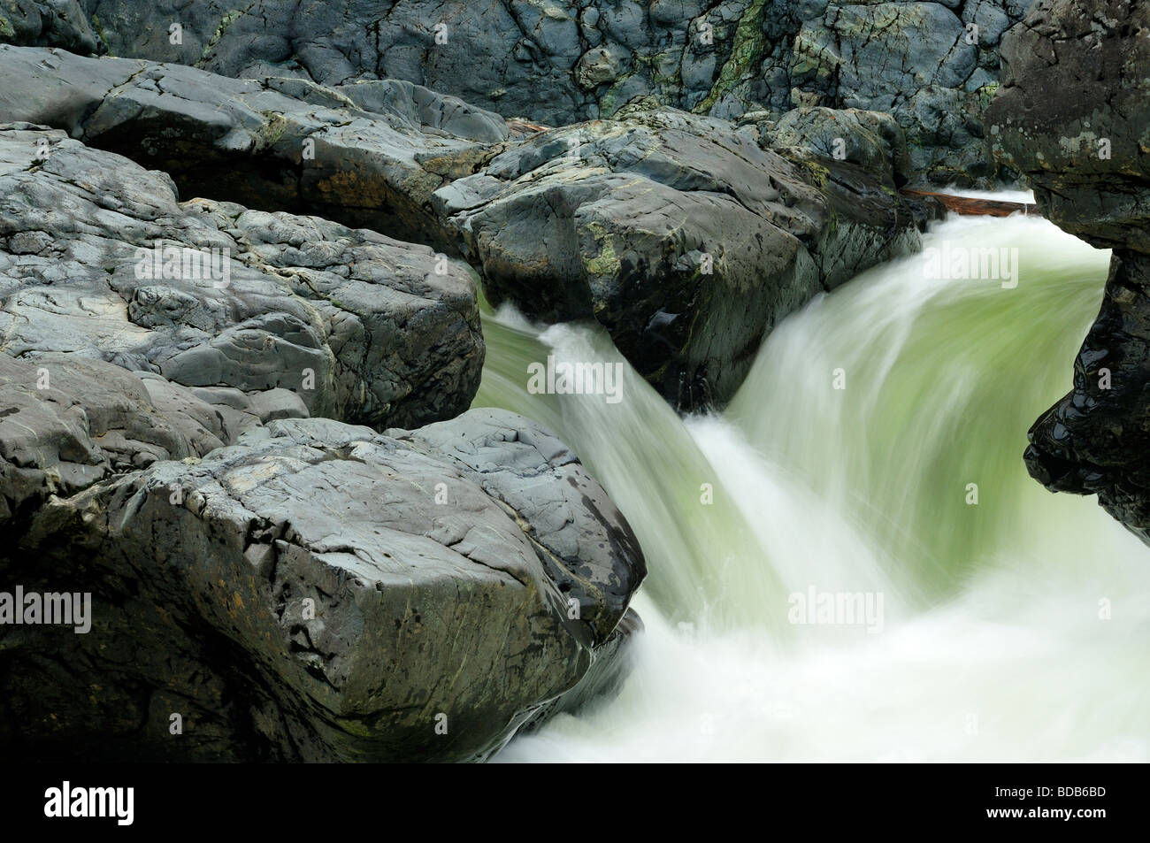 Wasserfall auf der Flussinsel Vancouver Sooke Stockfoto
