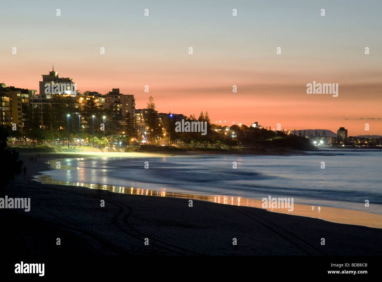 Abend in Mooloolaba Sunshine Coast Queensland Australien Stockfoto