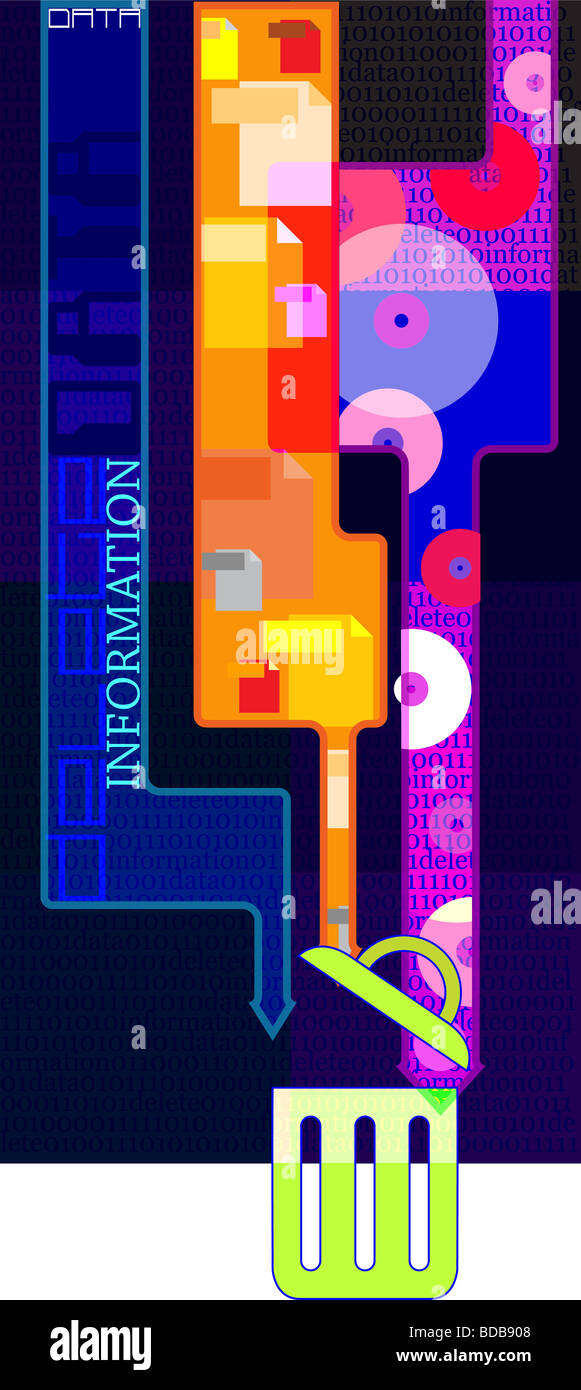 Daten werden in einer Mülltonne entsorgt Stockfoto