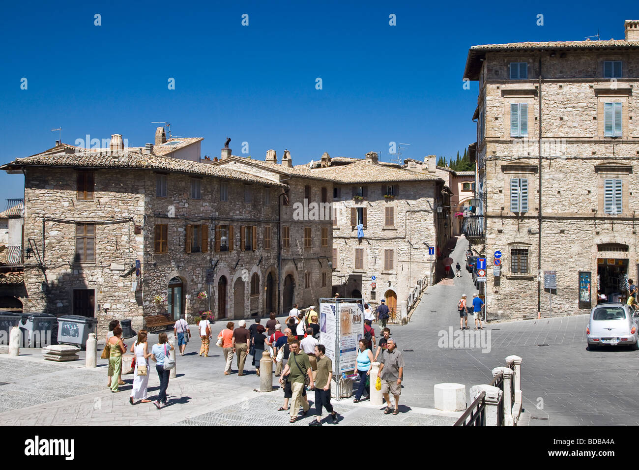 Piazza del Comune in Assisi Stockfoto