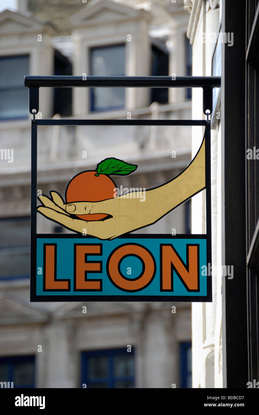 Leon Restaurant Zeichen Logo London England Stockfoto