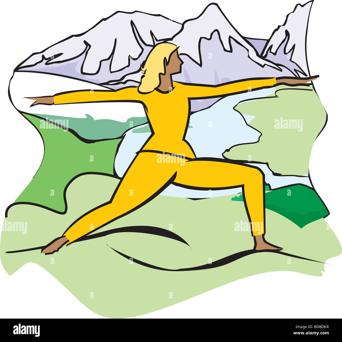 Frau auf einer Landschaft Stockfoto