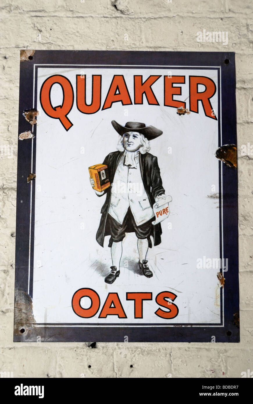 Alten Quaker Oats Werbung auf Tin Plaque London England Stockfoto