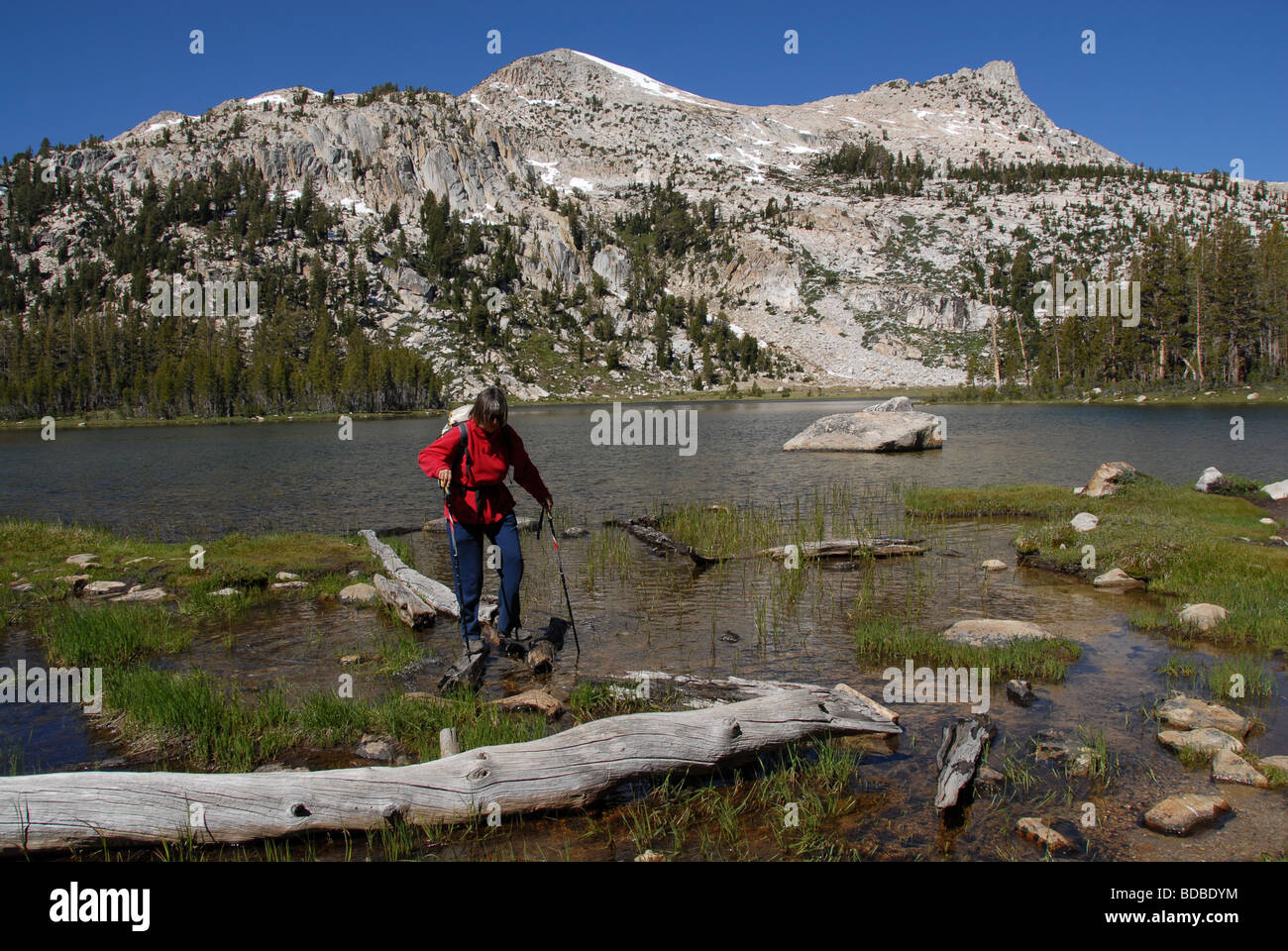 Wanderer auf See Elisabeth Yosemity National Park USA Stockfoto
