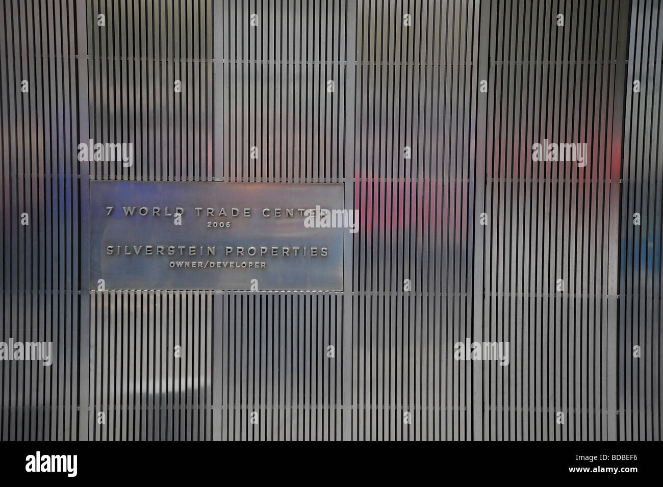 Adresse Typenschild für das World Trade Center 7 Gebäude