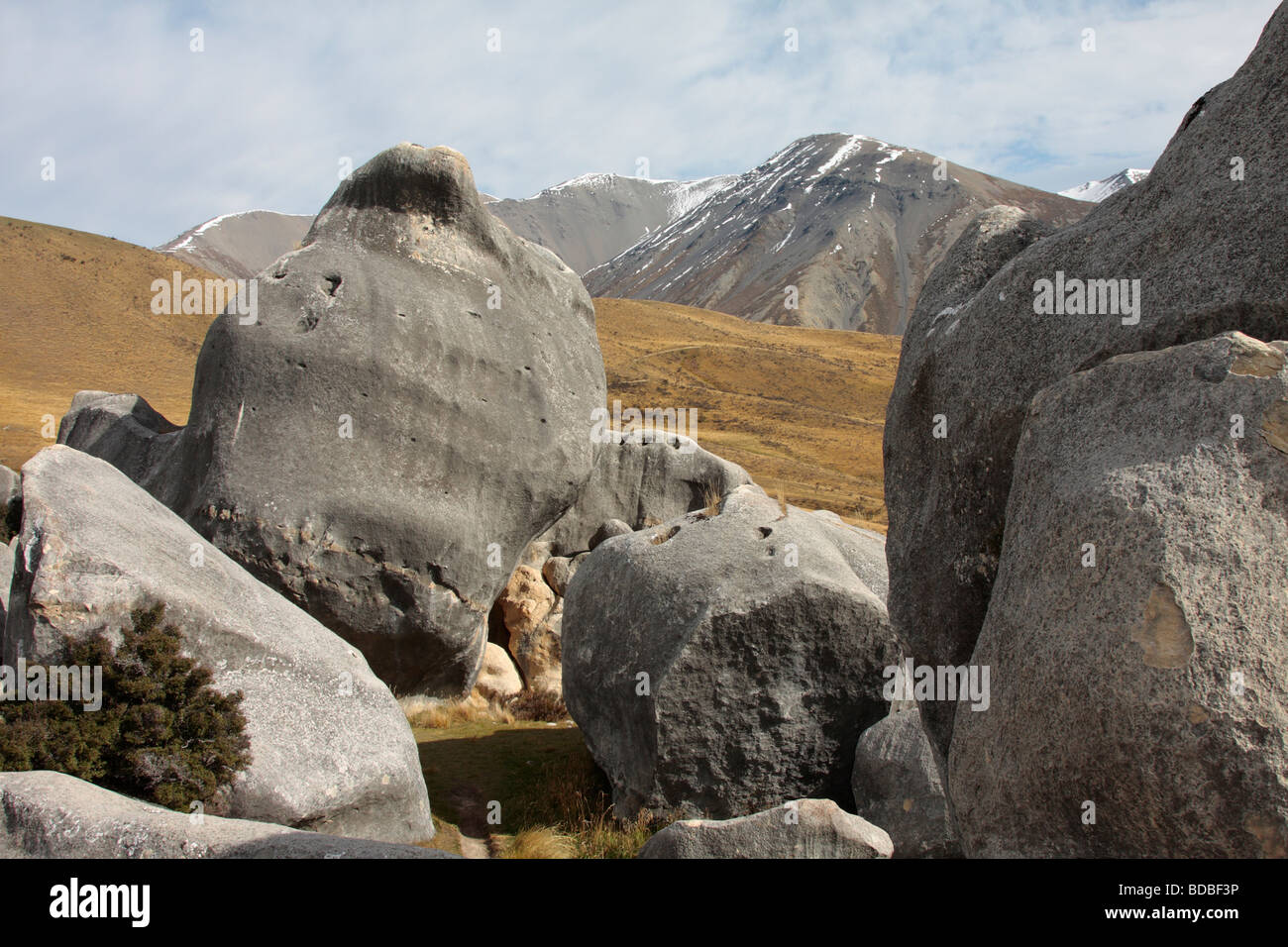 Schloss-Felsen in der Nähe von Arthurs Pass in Neuseeland Stockfoto