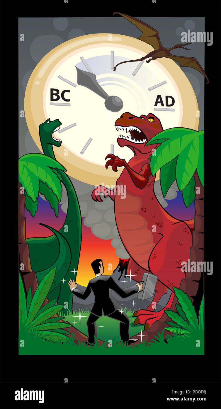 Geschäftsmann im Jura-Zeitalter Stockfoto