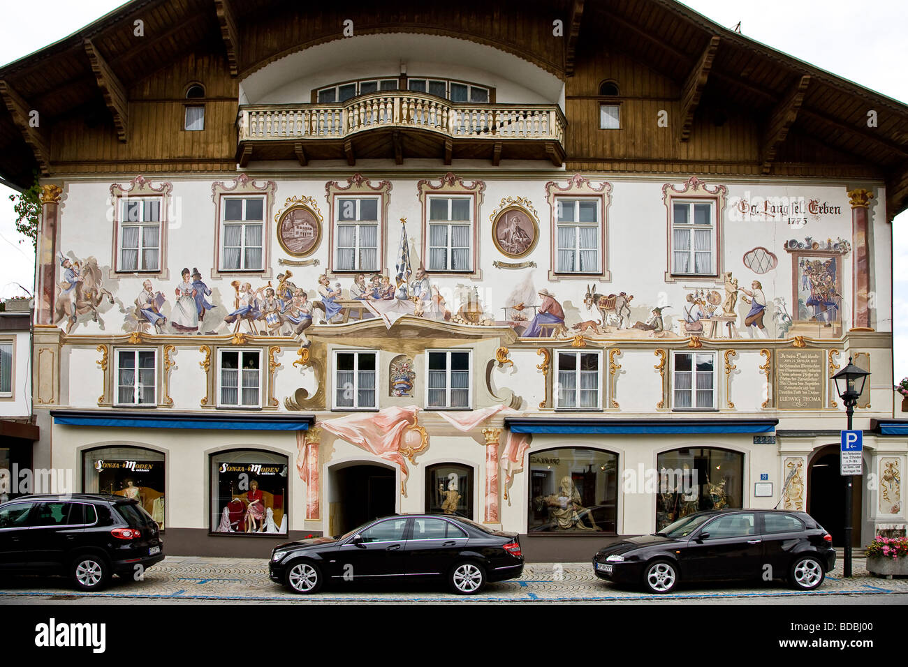 Schön bemalte Haus in Oberammergau, Deutschland Stockfoto