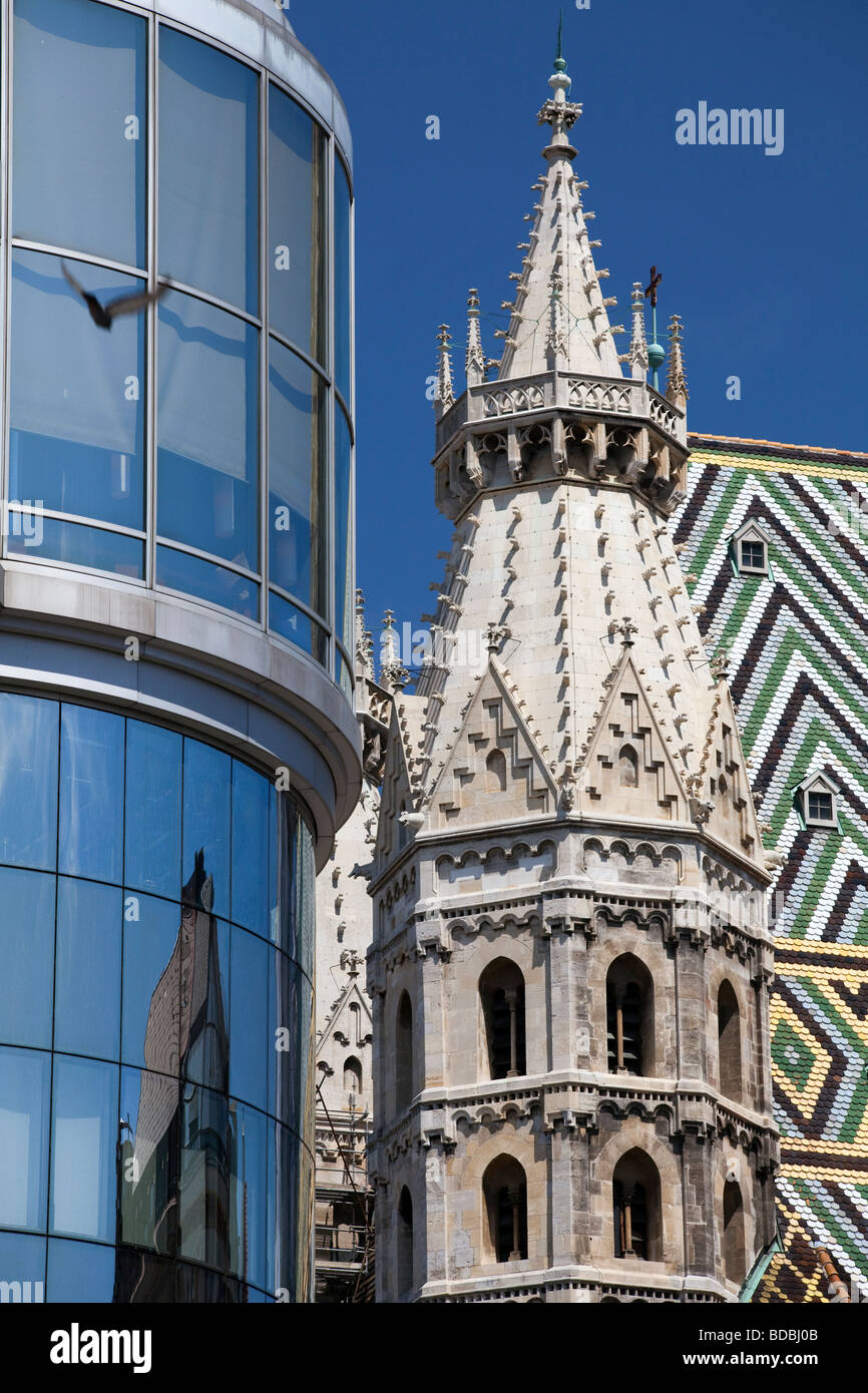 Haas-Haus, Stock-Im-Eisen-Platz und St. Stephans Kathedrale, Wien, Österreich Stockfoto