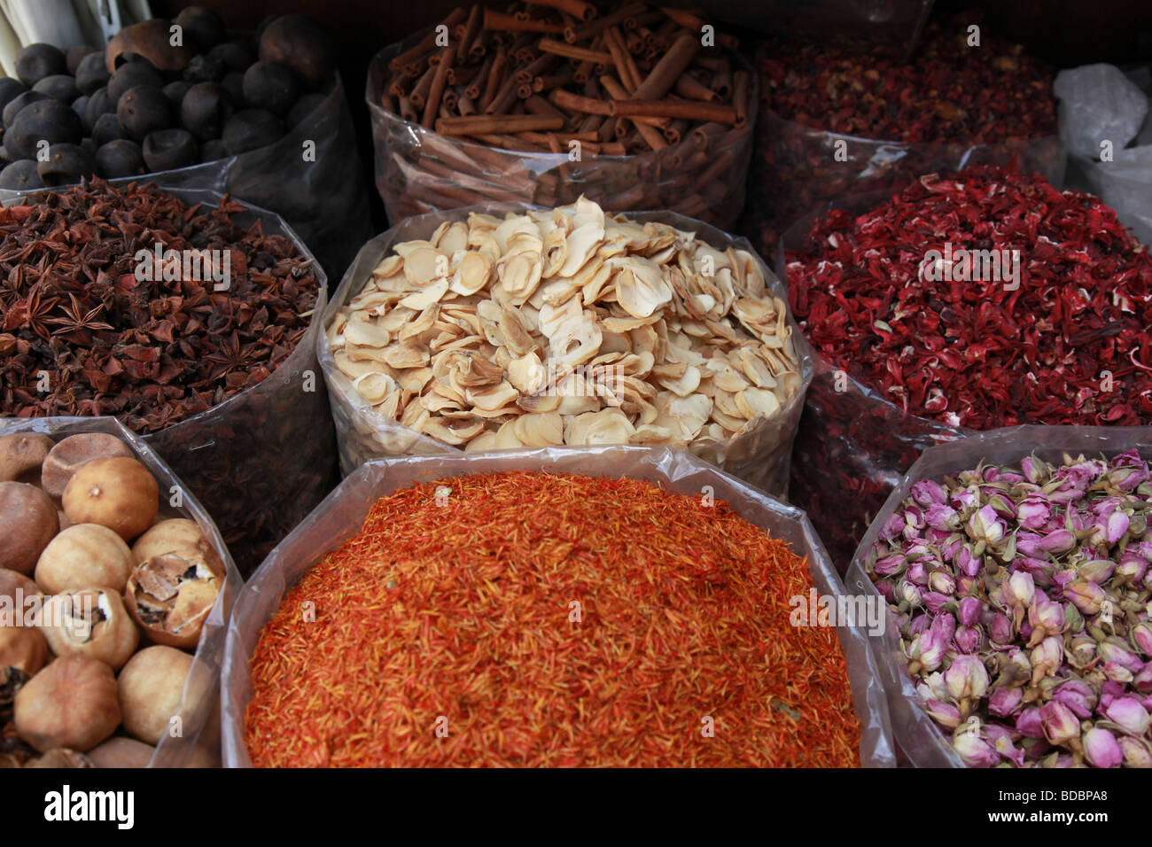 Gewürz-Souk Dubai liegt am Sikkat Al Khail Road Stockfoto