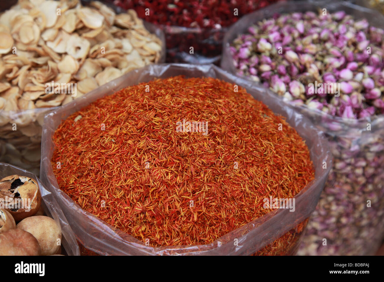 Gewürz-Souk Dubai liegt am Sikkat Al Khail Road Stockfoto