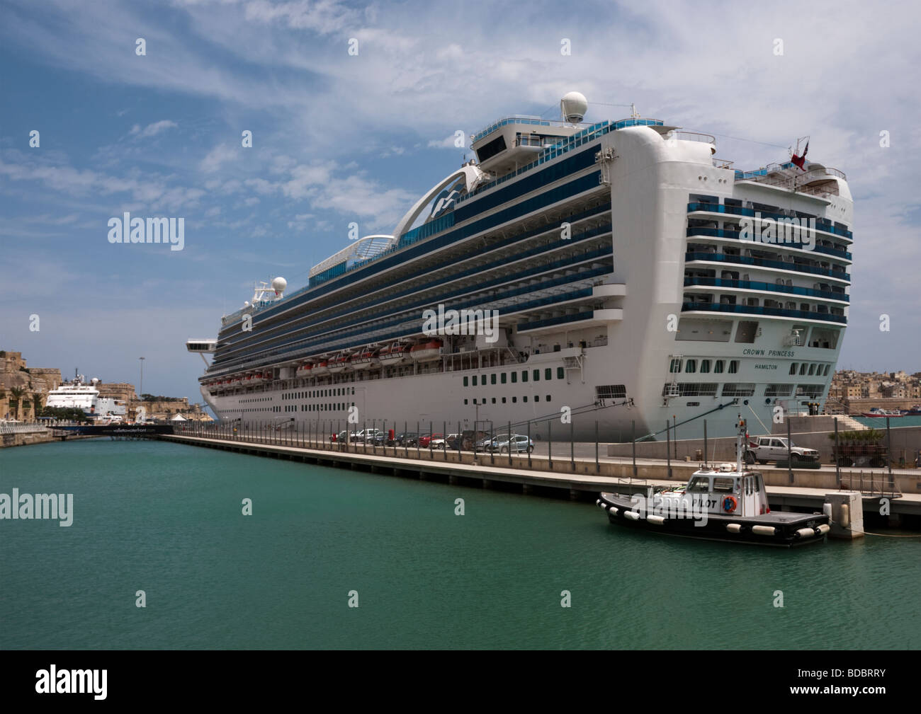Die Kronprinzessin angedockt im Grand Harbour, Valletta, Malta, Europa. Stockfoto