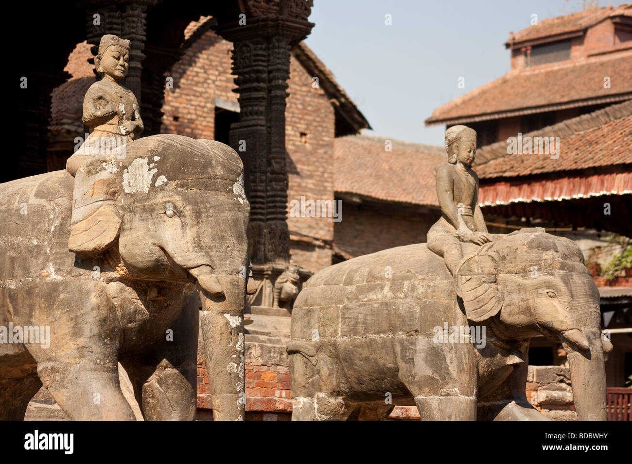 Stein gehauen Elefanten am Durbar Square, zentral-Kathmandu, Nepal Stockfoto