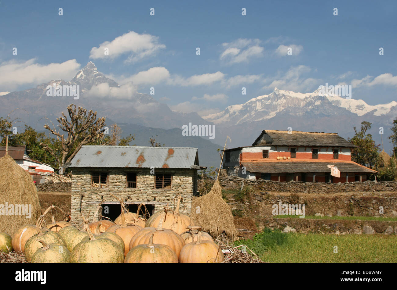 Traditionelle Nepali folk Berghäuser in Zentral-Nepal Stockfoto
