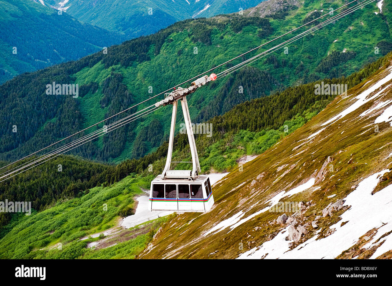 Malerische Straßenbahn Alyeska Prinzessin Mountain Resort Girdwood, Alaska Stockfoto