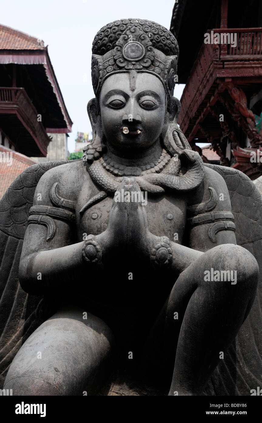 Statue von einem geflügelten Gott Gottheit Garuda Vishnu Hanuman Dhoka Durbar square Kathmandu-nepal Stockfoto