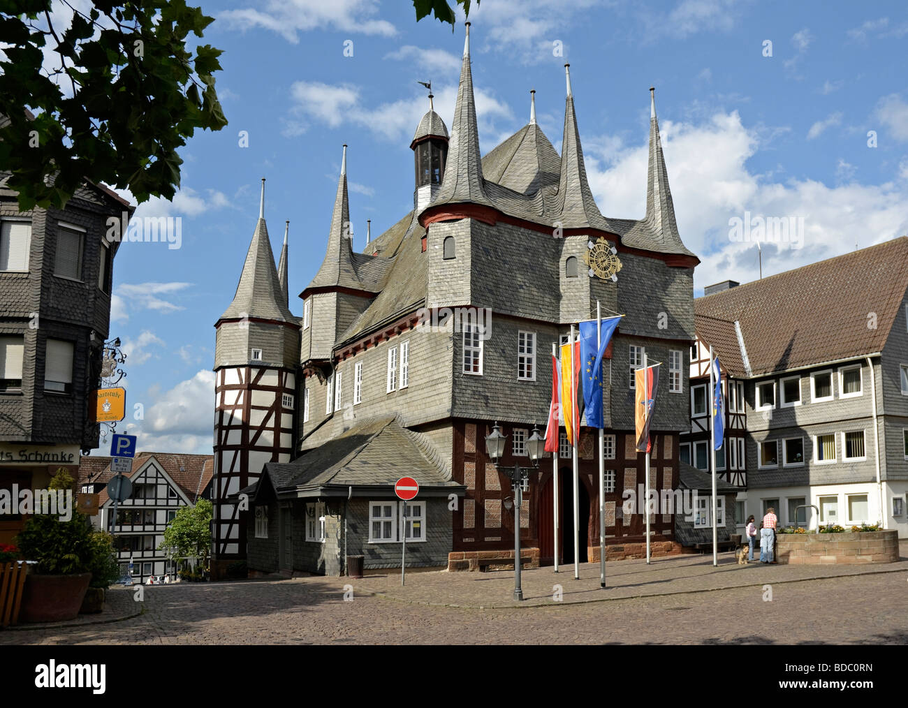 Das Rathaus in Frankenberg Hessen Deutschland, 1509 aus. Stockfoto