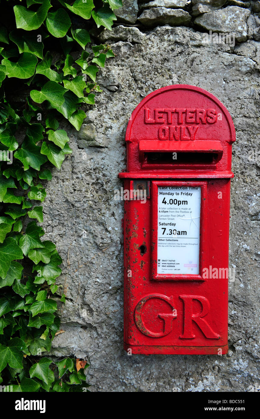 Wand, Royal Mail-Postfach und Efeu Stockfoto