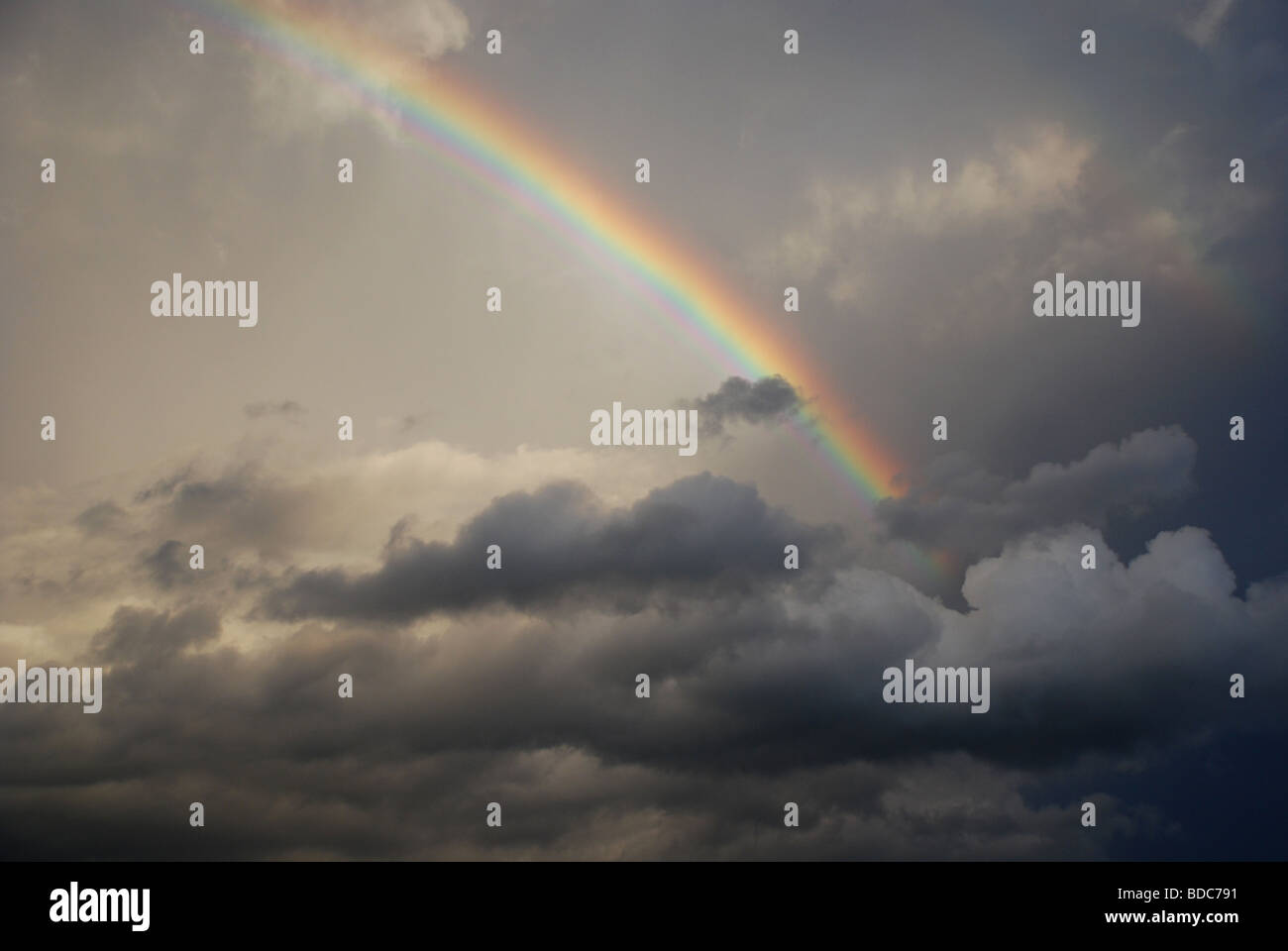 Ein Regenbogen erscheint während eines Gewitters in Florida USA Stockfoto